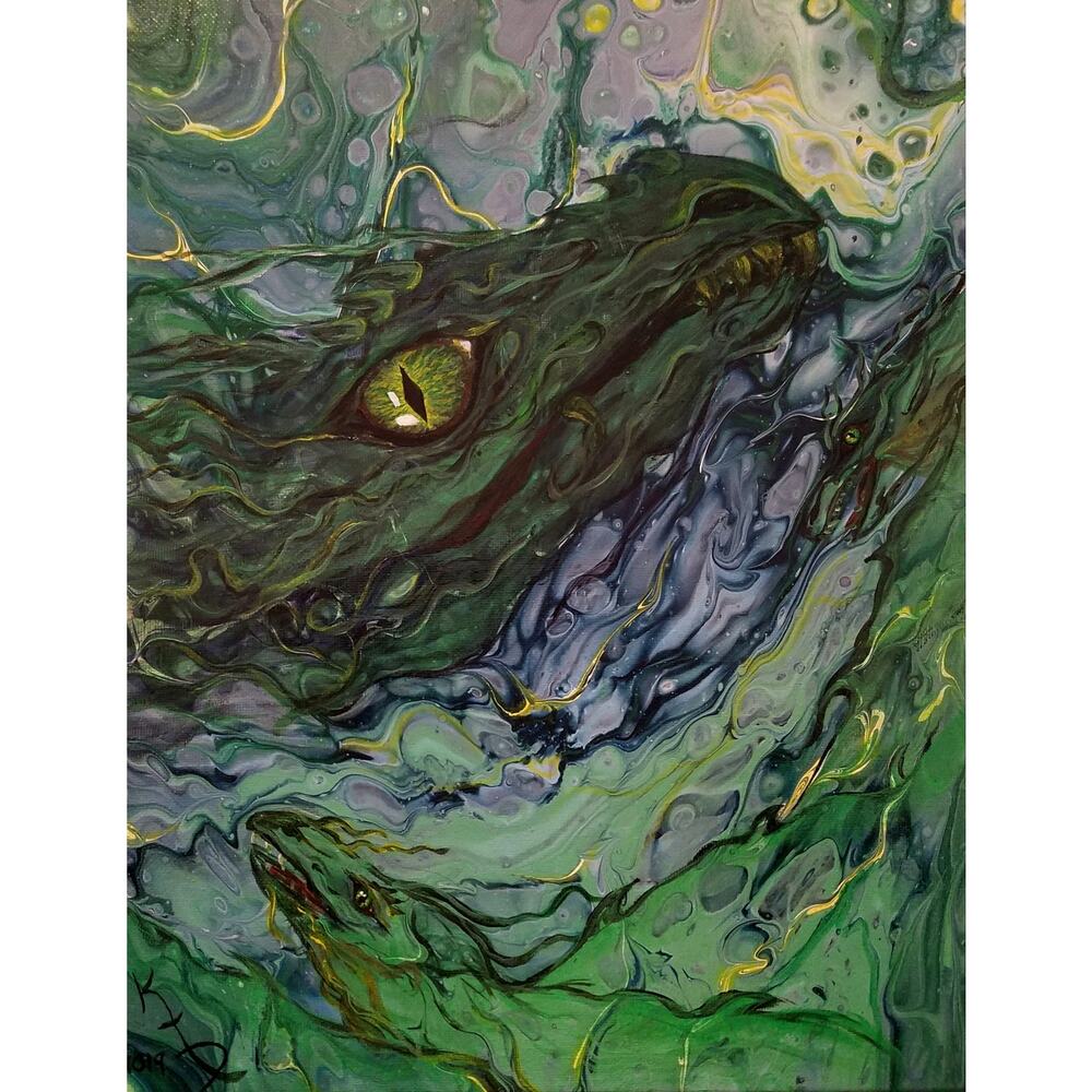 Art Print from my Original Work 11" x 14" "Dragons, hidden" Acid Free